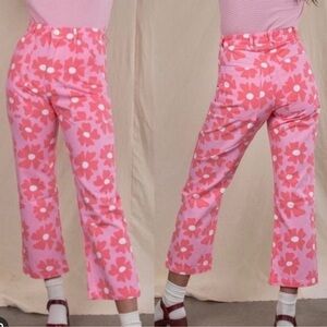 Big Bud Press Work Pants Pink Flower Daisy Size XXS